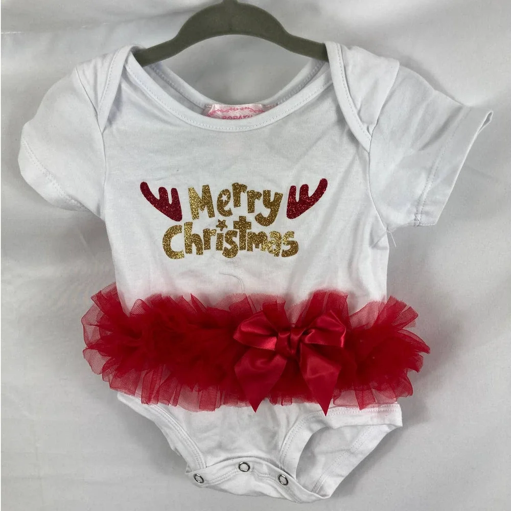 NWOT Popatu Merry Christmas Tulle One Piece Antler